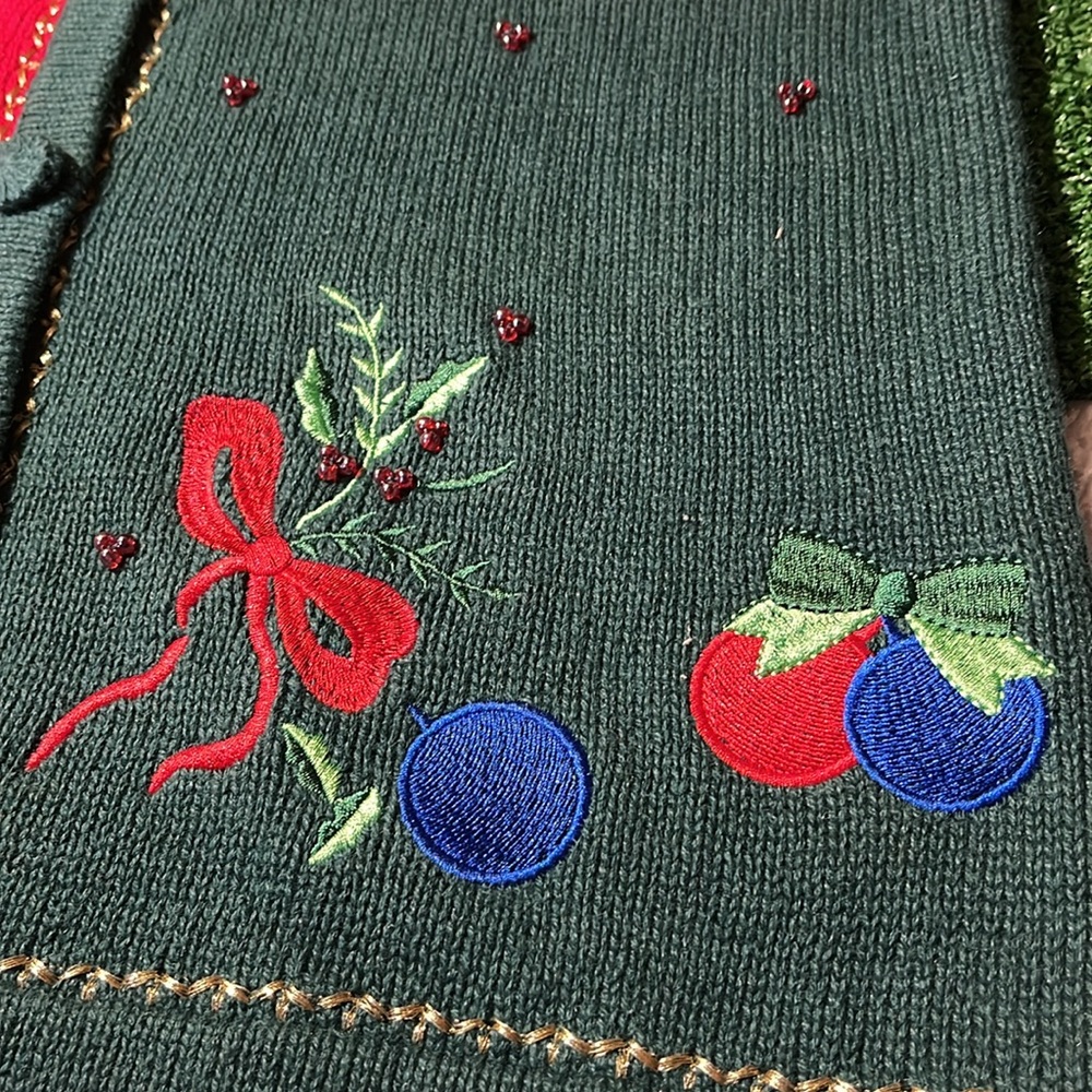 Holiday Editions Ugly sweater SMALL with gingerbread man candy cane sled etc. - Picture 4 of 5